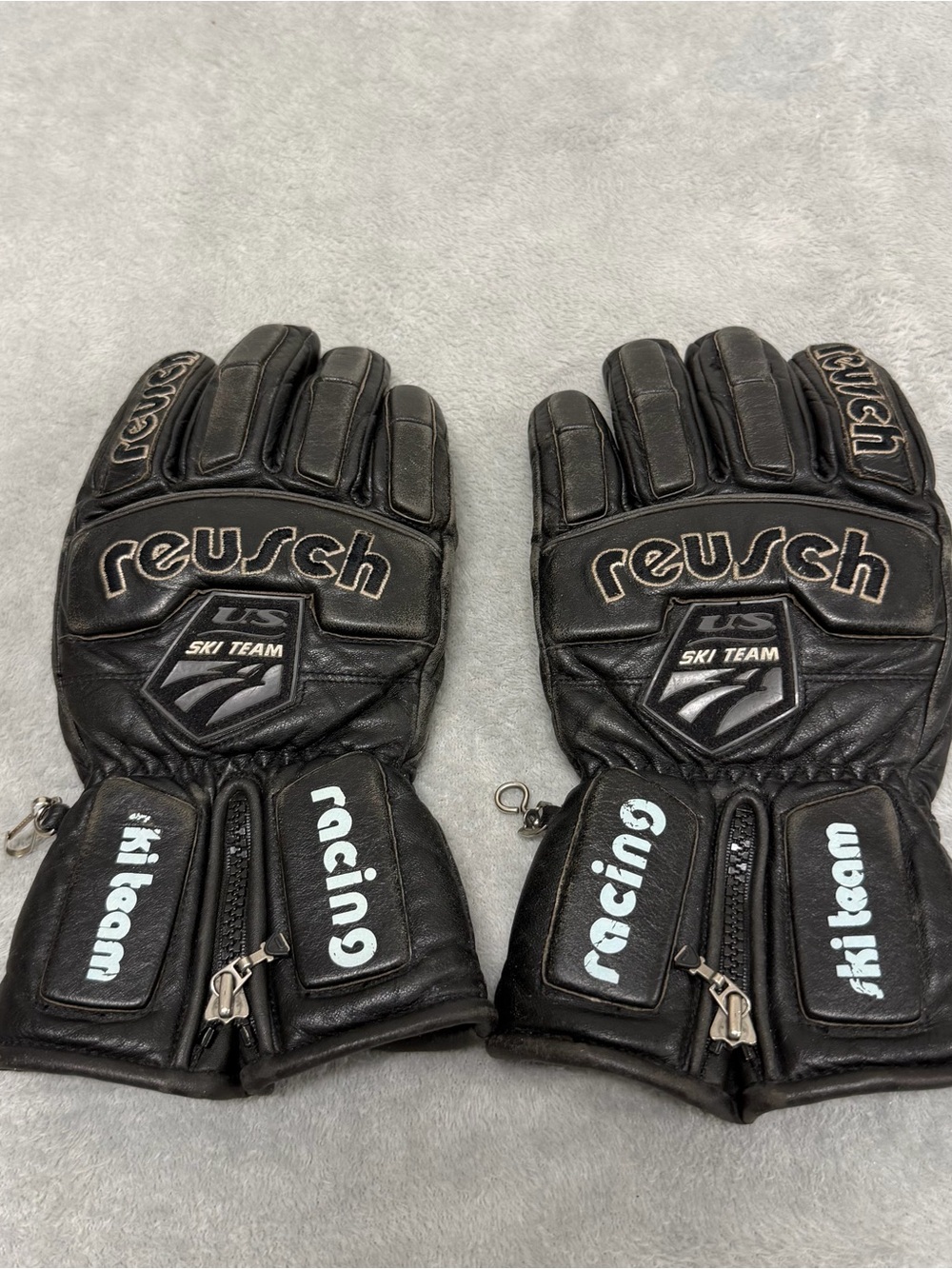 US Ski Team Gloves Adult Black Alpine Ski Racing Reusch Leather Thinsulate